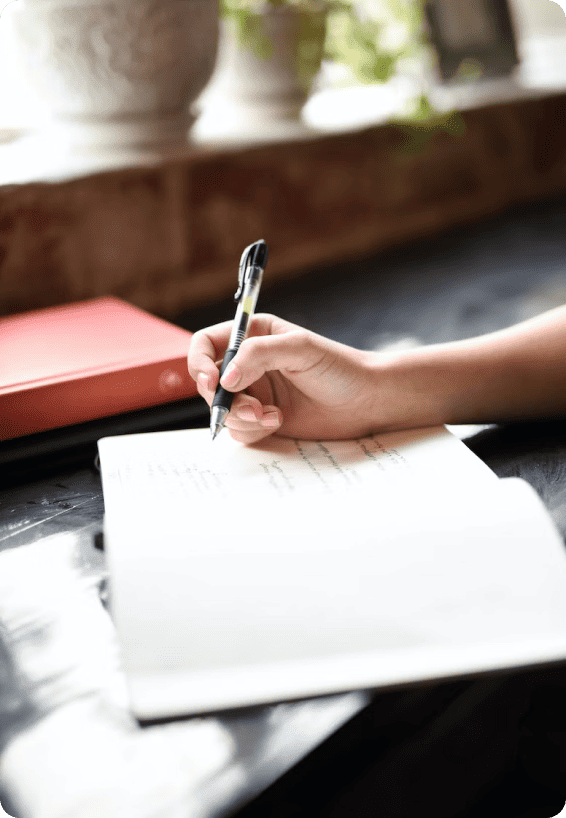Author writing a manuscript